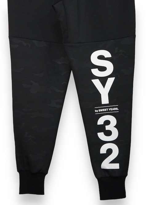 ���祬���ѥ�� DOUBLE KNIT EMBOSS CAMO SHIELD LOGO PANTS BLACK��WHITE SY32 by SWEET YEARS �����磻�����ƥ����ȥ��Х����������ȥ��䡼��