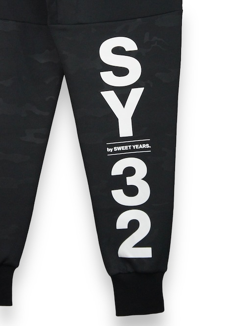 ���祬���ѥ�� DOUBLE KNIT EMBOSS CAMO SHIELD LOGO PANTS BLACK��WHITE SY32 by SWEET YEARS �����磻�����ƥ����ȥ��Х����������ȥ��䡼��