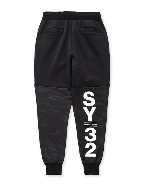 ���祬���ѥ�� DOUBLE KNIT EMBOSS CAMO SHIELD LOGO PANTS BLACK��WHITE SY32 by SWEET YEARS �����磻�����ƥ����ȥ��Х����������ȥ��䡼��