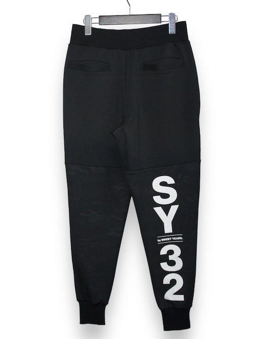 ���祬���ѥ�� DOUBLE KNIT EMBOSS CAMO SHIELD LOGO PANTS BLACK��WHITE SY32 by SWEET YEARS �����磻�����ƥ����ȥ��Х����������ȥ��䡼��