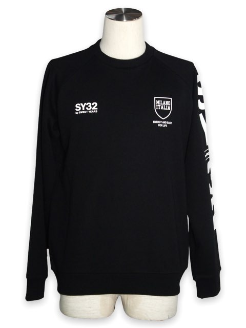 SY32 by SWEET YEARS��SHIELD LOGO P/O CREW��BLACK