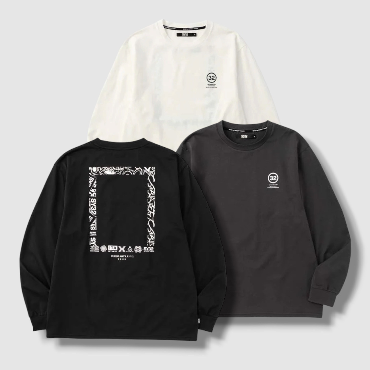 ĹµT����� 32 BACK PRINT L/S TEE C.GRAY SY32 by SWEET YEARS �����磻�����ƥ��ȥ��Х����������ȥ��䡼��
