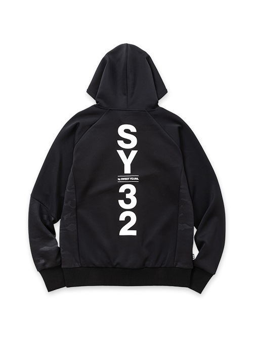 PO�ա��ǥ��� DOUBLE KNIT EMBOSS CAMO SHIELD LOGOP/O HOODIE BLACK��WHITE SY32 by SWEET YEARS �����磻�����ƥ��ȥ��Х����������ȥ��䡼��