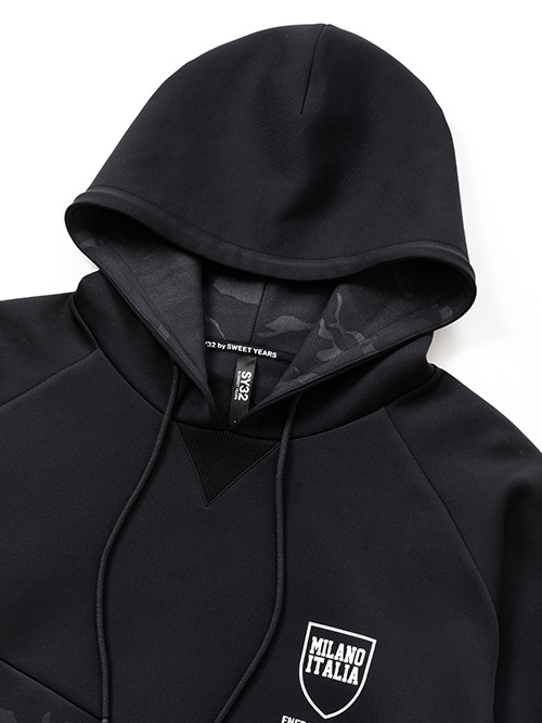 PO�ա��ǥ��� DOUBLE KNIT EMBOSS CAMO SHIELD LOGOP/O HOODIE BLACK��WHITE SY32 by SWEET YEARS �����磻�����ƥ��ȥ��Х����������ȥ��䡼��