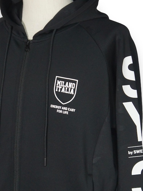 ZIP�ա��ǥ��� DOUBLE KNIT EMBOSS CAMO SHIELD LOGO ZIP HOODIE BLACK��WHITE SY32 by SWEET YEARS �����磻�����ƥ��ȥ��Х����������ȥ��䡼��
