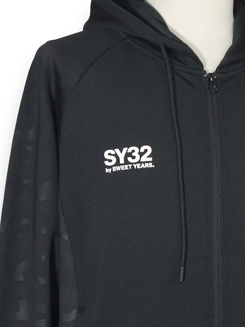 ZIP�ա��ǥ��� DOUBLE KNIT EMBOSS CAMO SHIELD LOGO ZIP HOODIE BLACK��WHITE SY32 by SWEET YEARS �����磻�����ƥ��ȥ��Х����������ȥ��䡼��