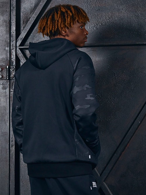 ZIP�ա��ǥ��� DOUBLE KNIT EMBOSS CAMO SHIELD LOGO ZIP HOODIE BLACK��WHITE SY32 by SWEET YEARS �����磻�����ƥ��ȥ��Х����������ȥ��䡼��