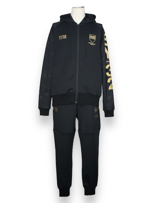 ZIP�ա��ǥ��� DOUBLE KNIT EMBOSS CAMO SHIELD LOGO ZIP HOODIE BLACK��GOLD SY32 by SWEET YEARS �����磻�����ƥ��ȥ��Х����������ȥ��䡼��