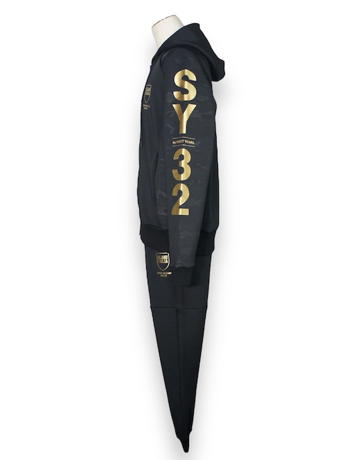 ZIP�ա��ǥ��� DOUBLE KNIT EMBOSS CAMO SHIELD LOGO ZIP HOODIE BLACK��GOLD SY32 by SWEET YEARS �����磻�����ƥ��ȥ��Х����������ȥ��䡼��