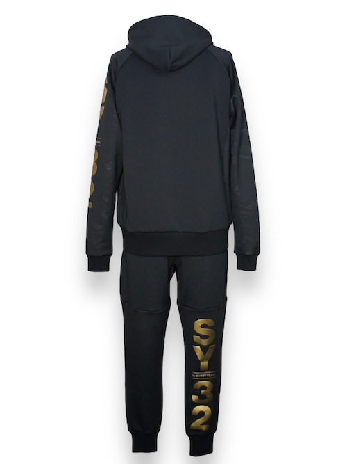 ZIP�ա��ǥ��� DOUBLE KNIT EMBOSS CAMO SHIELD LOGO ZIP HOODIE BLACK��GOLD SY32 by SWEET YEARS �����磻�����ƥ��ȥ��Х����������ȥ��䡼��