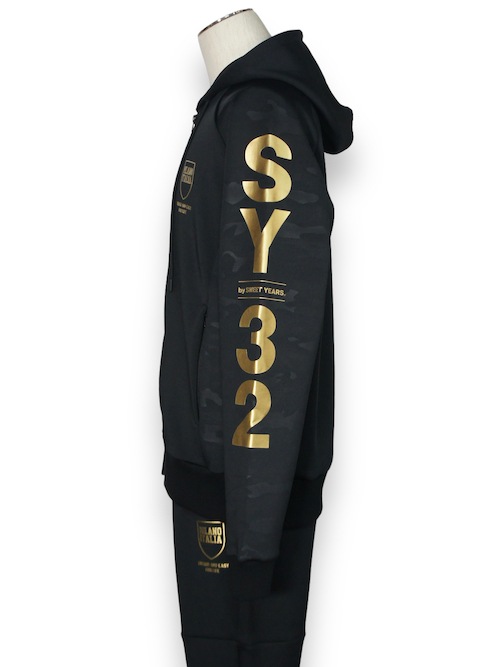 ZIP�ա��ǥ��� DOUBLE KNIT EMBOSS CAMO SHIELD LOGO ZIP HOODIE BLACK��GOLD SY32 by SWEET YEARS �����磻�����ƥ��ȥ��Х����������ȥ��䡼��