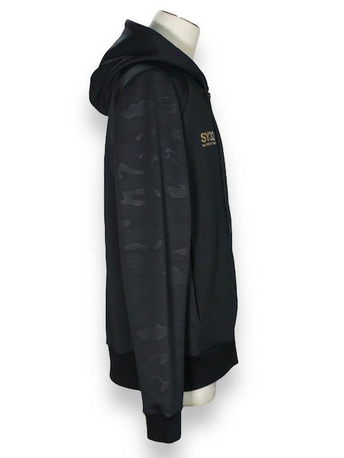 ZIP�ա��ǥ��� DOUBLE KNIT EMBOSS CAMO SHIELD LOGO ZIP HOODIE BLACK��GOLD SY32 by SWEET YEARS �����磻�����ƥ��ȥ��Х����������ȥ��䡼��