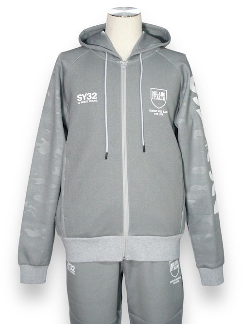 ZIP�ա��ǥ��� DOUBLE KNIT EMBOSS CAMO SHIELD LOGO ZIP HOODIE GRAY SY32 by SWEET YEARS �����磻�����ƥ��ȥ��Х����������ȥ��䡼��