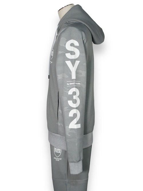 ZIP�ա��ǥ��� DOUBLE KNIT EMBOSS CAMO SHIELD LOGO ZIP HOODIE GRAY SY32 by SWEET YEARS �����磻�����ƥ��ȥ��Х����������ȥ��䡼��