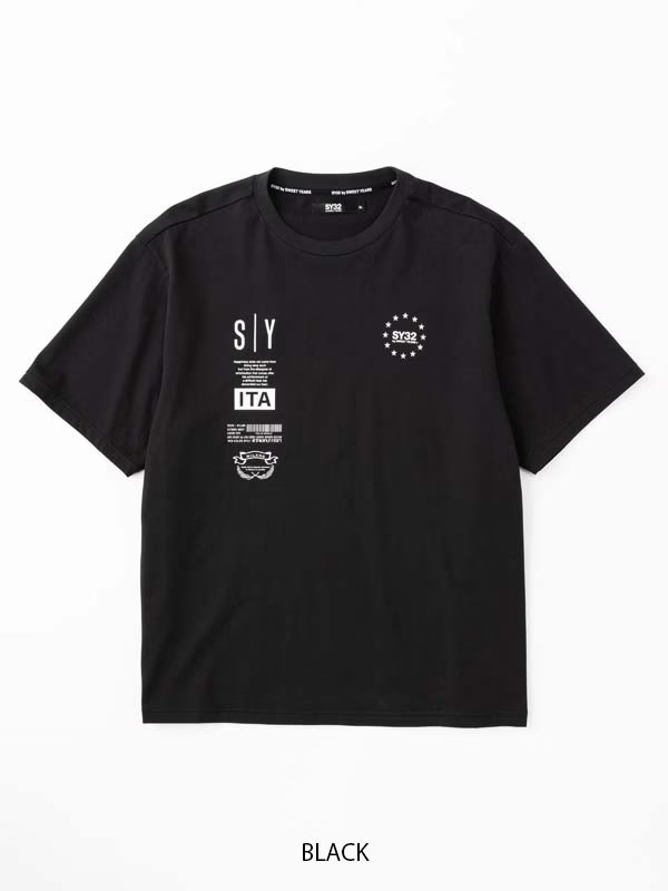 T MULTI LOGO GRAPHIC TEE BLACK SY32 by SWEET YEARS 磻ƥȥХȥ䡼