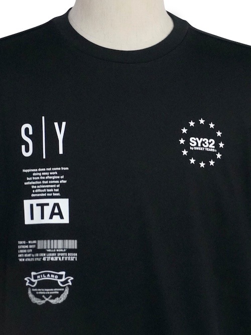 T MULTI LOGO GRAPHIC TEE BLACK SY32 by SWEET YEARS 磻ƥȥХȥ䡼
