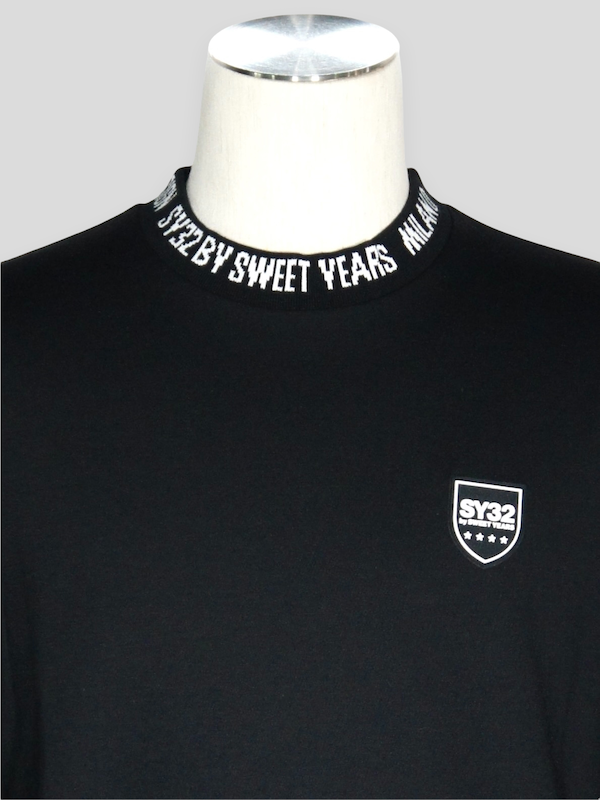 SY32 by SWEET YEARS��NECK DESIGNS L/S TEE��BLACK