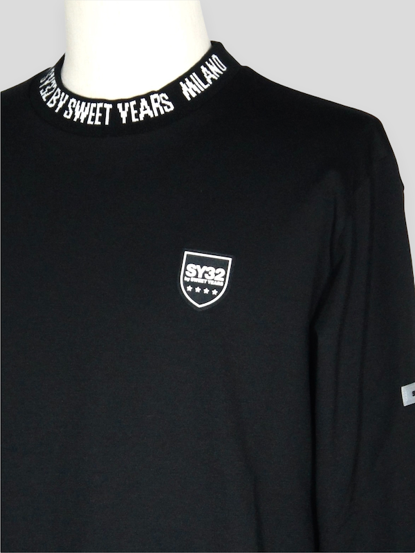 SY32 by SWEET YEARS��NECK DESIGNS L/S TEE��BLACK