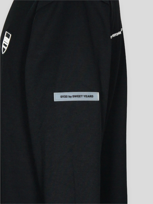SY32 by SWEET YEARS��NECK DESIGNS L/S TEE��BLACK