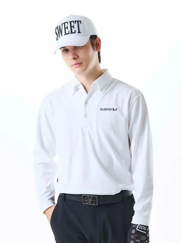 �ݥ������ FLEECE MINI PILE COLLER SHIRTS MEN'S WHITE SY32 by SWEET YEARS GOLF