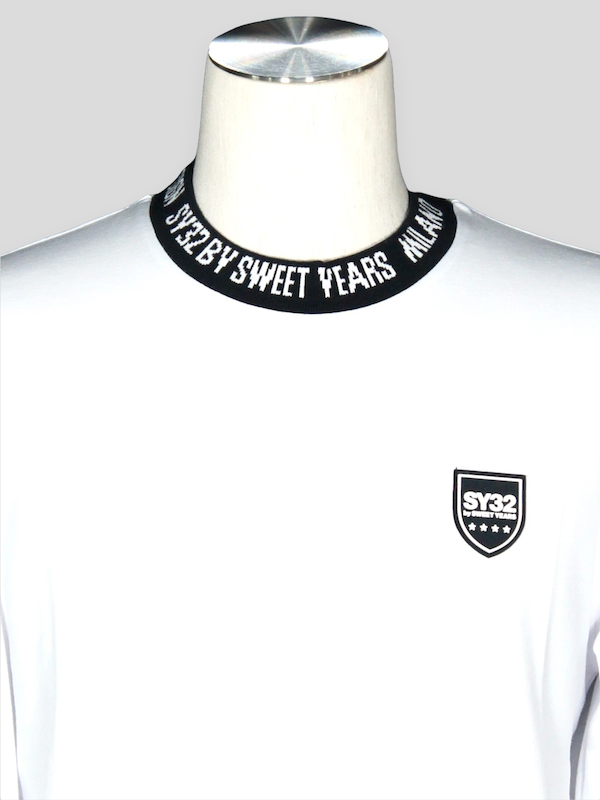 SY32 by SWEET YEARS��NECK DESIGNS L/S TEE��WHITE