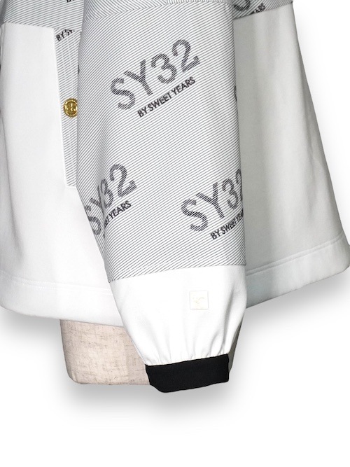 ǥ  硼ȥ֥륾 STRETCH GRAPHIC COMBI JACKET WOMEN'S WHITE SY32 by SWEET YEARS GOLF 磻ƥȥХȥ䡼 