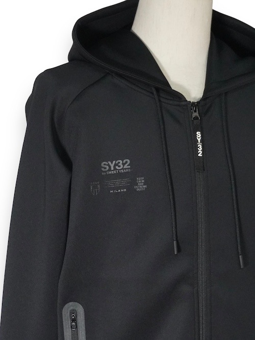 ZIP�ա��ǥ��� DOUBLE KNIT EMBROIDERY LOGO ZIP HOODIE BLACK SY32 by SWEET YEARS �����磻�����ƥ��ȥ��Х����������ȥ��䡼��