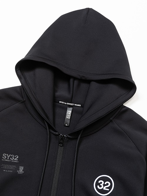ZIP�ա��ǥ��� DOUBLE KNIT EMBROIDERY LOGO ZIP HOODIE BLACK SY32 by SWEET YEARS �����磻�����ƥ��ȥ��Х����������ȥ��䡼��