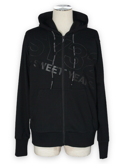 SY32 by SWEET YEARS��SLASH BIG LOGO ZIP HOODIE��BLACK��BLACK
