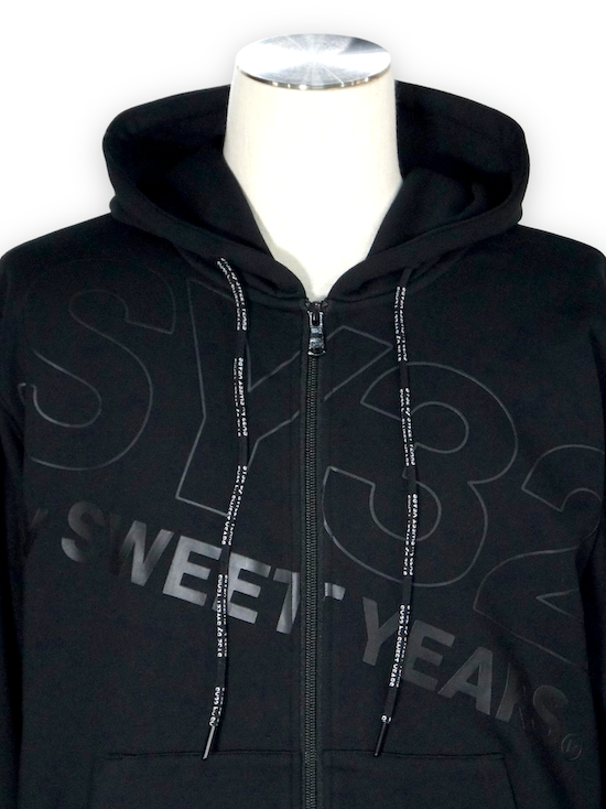 SY32 by SWEET YEARS��SLASH BIG LOGO ZIP HOODIE��BLACK��BLACK