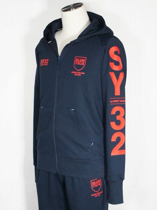 SY32 by SWEET YEARS��SHIELD LOGO ZIP HOODIE��NAVY