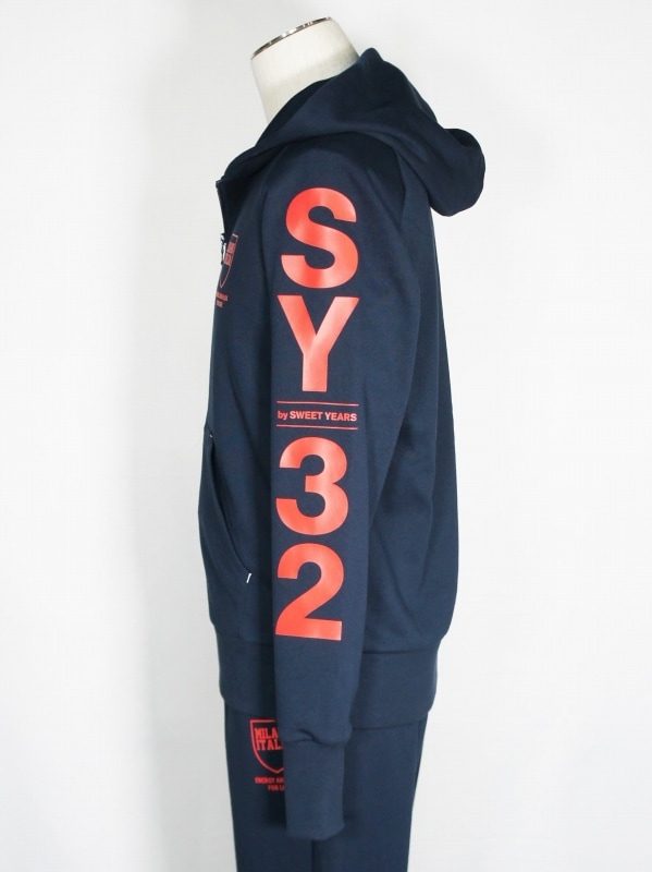 SY32 by SWEET YEARS��SHIELD LOGO ZIP HOODIE��NAVY