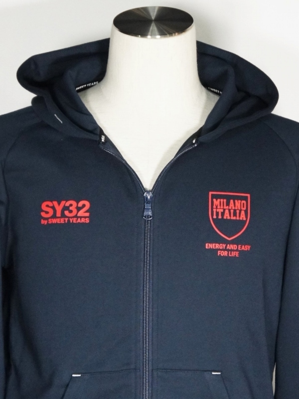 SY32 by SWEET YEARS��SHIELD LOGO ZIP HOODIE��NAVY