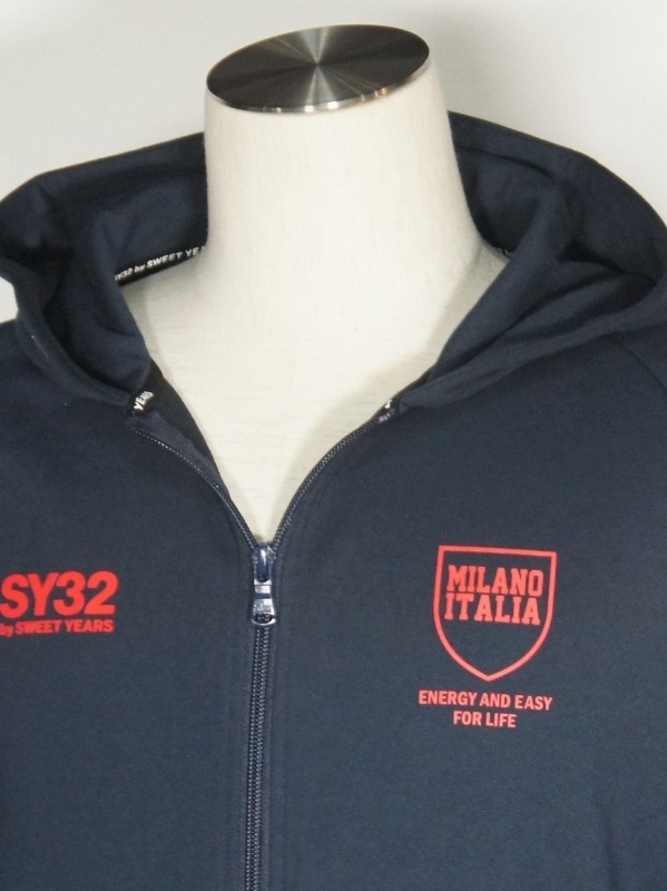 SY32 by SWEET YEARS��SHIELD LOGO ZIP HOODIE��NAVY