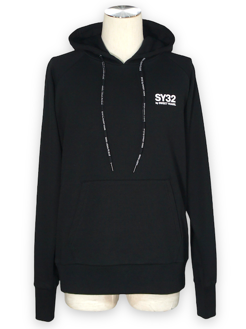 SY32 by SWEET YEARS��SLASH BIG LOGO PO HOODIE��BLACK��WHITE