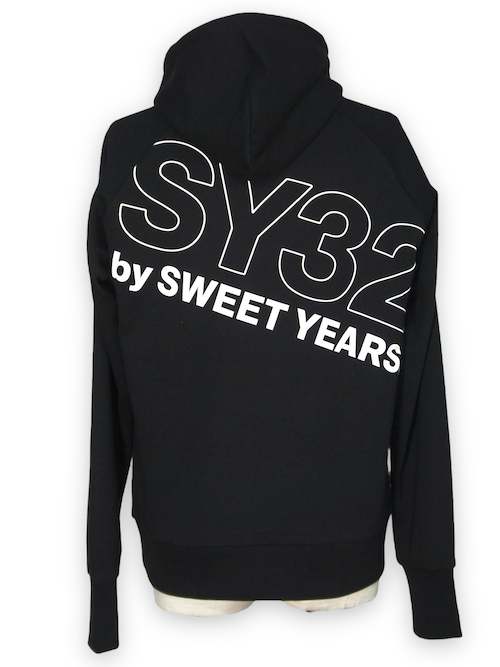 SY32 by SWEET YEARS��SLASH BIG LOGO PO HOODIE��BLACK��WHITE