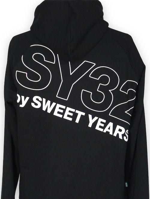 SY32 by SWEET YEARS��SLASH BIG LOGO PO HOODIE��BLACK��WHITE
