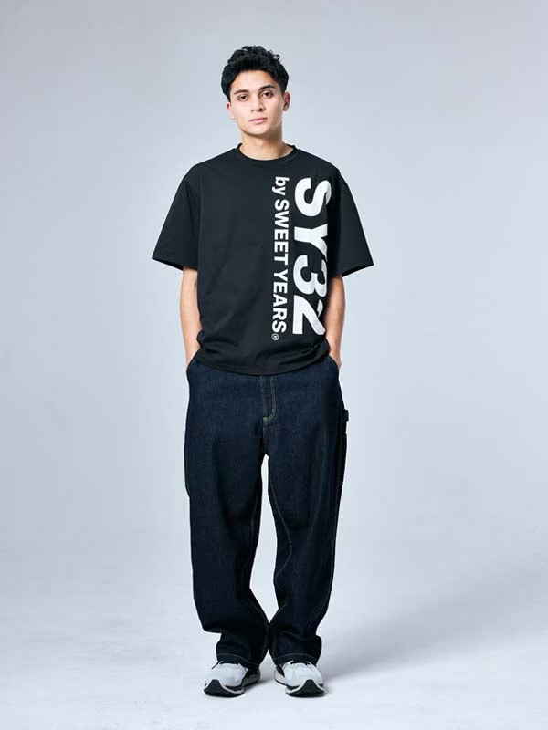 T����� VERTICAL LOGO TEE BLACK��WHITE SY32 by SWEET YEARS �����磻�����ƥ��ȥ��Х����������ȥ��䡼��