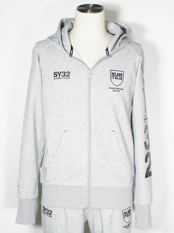 SY32 by SWEET YEARS��SHIELD LOGO ZIP HOODIE��GRAY