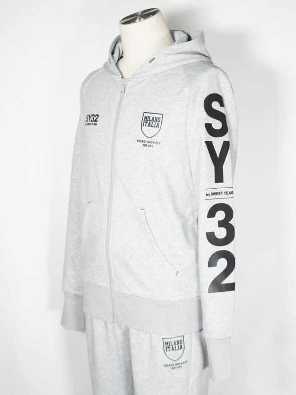 SY32 by SWEET YEARS��SHIELD LOGO ZIP HOODIE��GRAY