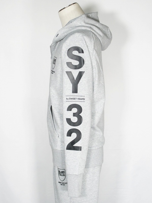 SY32 by SWEET YEARS��SHIELD LOGO ZIP HOODIE��GRAY