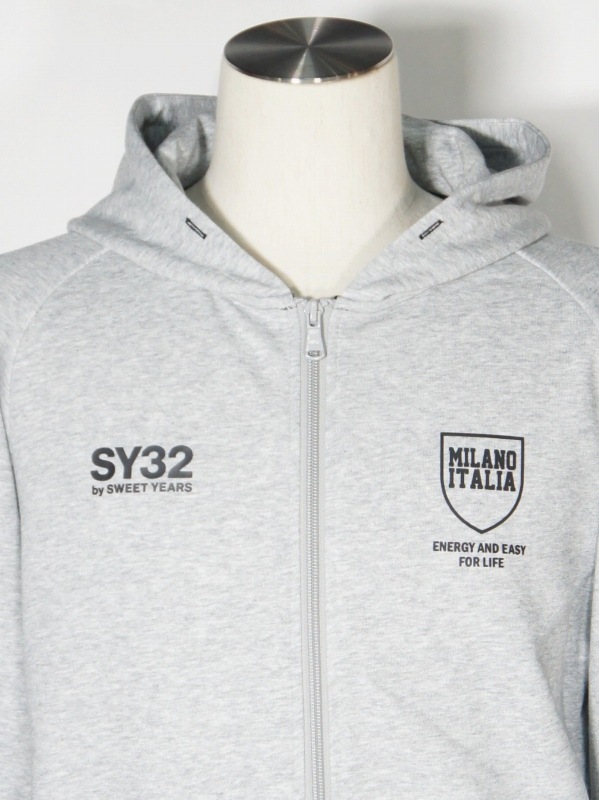 SY32 by SWEET YEARS��SHIELD LOGO ZIP HOODIE��GRAY