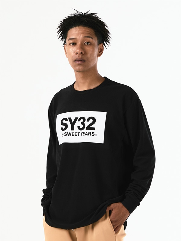 ĹµT����� FLOCKY BOX LOGO FLEECE L/S TEE  BLACK SY32 by SWEET YEARS �����磻�����ƥ��ȥ��Х����������ȥ��䡼��
