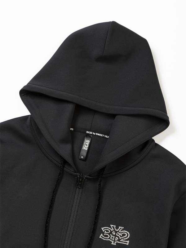 ZIP�ա��ǥ��� DOUBLEKNIT RHINESTONE LOGO ZIP HOODIE BLACK SY32 by SWEET YEARS �����磻�����ƥ��ȥ��Х����������ȥ��䡼��
