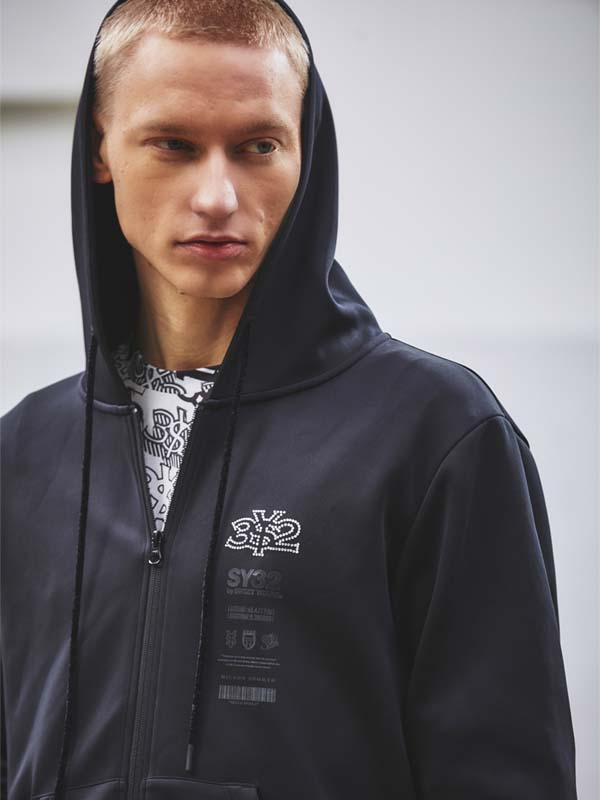 ZIP�ա��ǥ��� DOUBLEKNIT RHINESTONE LOGO ZIP HOODIE BLACK SY32 by SWEET YEARS �����磻�����ƥ��ȥ��Х����������ȥ��䡼��