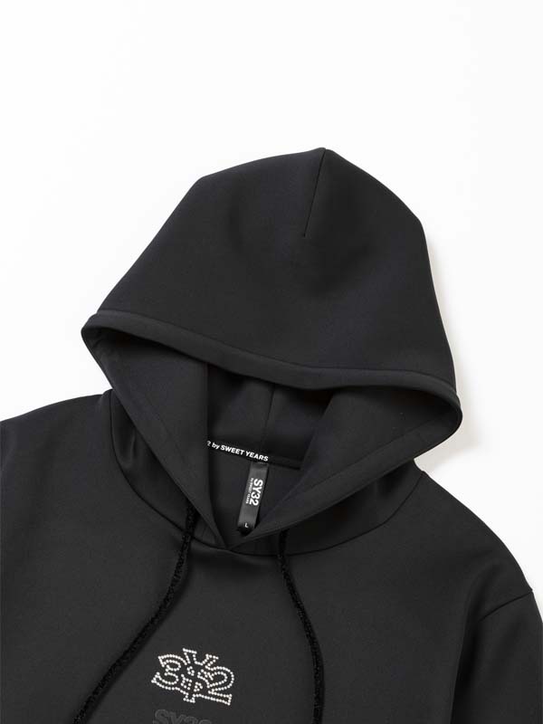 P/O�ա��ǥ��� DOUBLEKNIT RHINESTONE LOGO P/O HOODIE BLACK SY32 by SWEET YEARS �����磻�����ƥ��ȥ��Х����������ȥ��䡼��