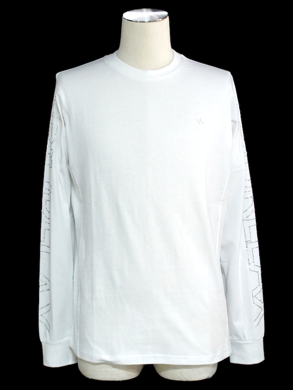 国内発送【1PIU1UGUALE】ラインストーンロゴロングTシャツ 1PIU1UGUALE3 RELAX「ラインストーンロゴロングTシャツ」WHITE