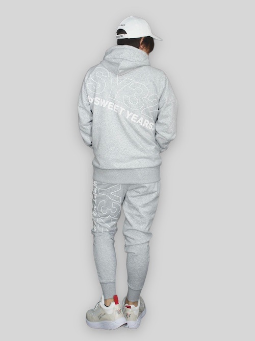 SY32 by SWEET YEARS��SLASH BIG LOGO PO HOODIE��GRAY