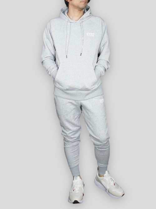 SY32 by SWEET YEARS��SLASH BIG LOGO PO HOODIE��GRAY