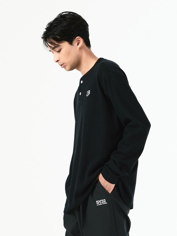10%OFF ĹµT����� HENRY NECK WAFFLE L/S TEE  BLACK SY32 by SWEET YEARS �����磻�����ƥ��ȥ��Х����������ȥ��䡼��